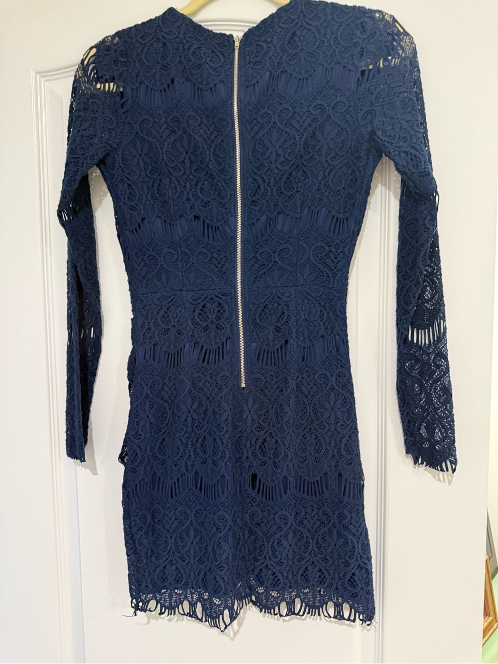 Xenia Boutique Navy Blue Long-Sleeve going out Lace Dress